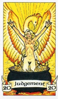 From the Robin Wood tarot - note the strong Pluto symbolism! 