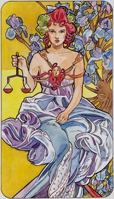 Libra - also known as Justice - from the Tarot Art Nouveau