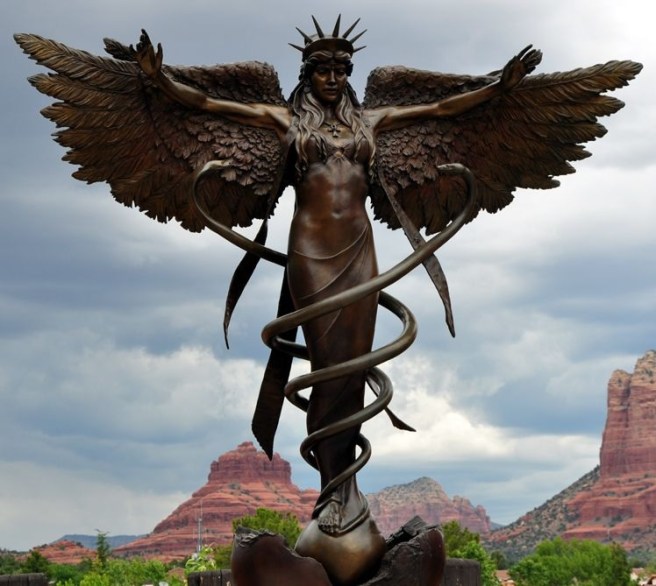 "Caduceus" by sculptor James Muir.